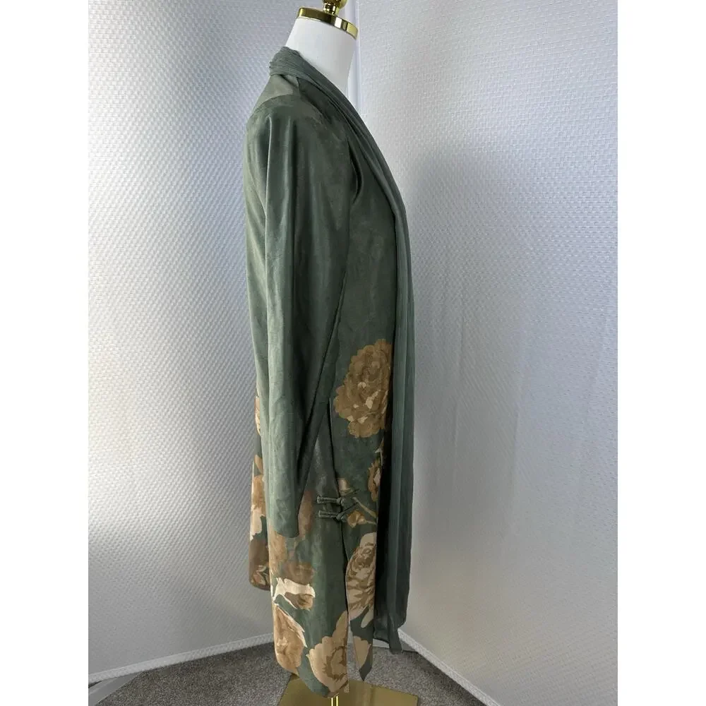 Soft Surroundings Khalia Open Kimono Jacket Topper Wearable Art Boho Medium Frog